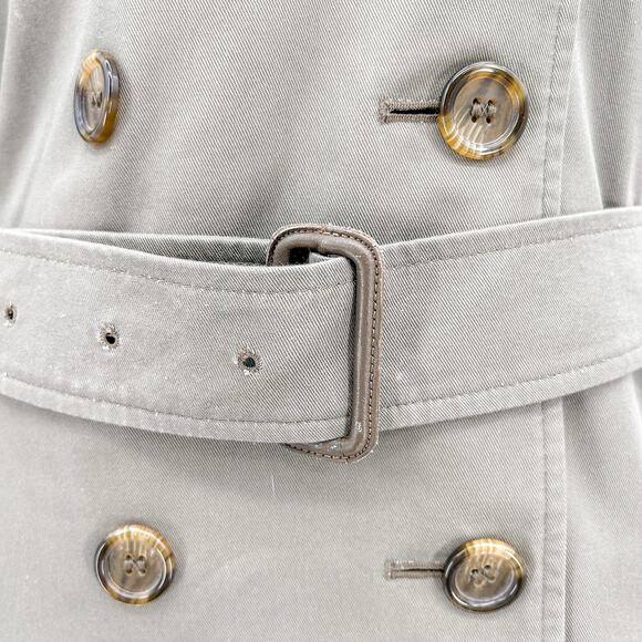 Burberry Trench Long Coat Kensington Coat Brown Green Belt Jacket Wool 14 P - Picture 14 of 15